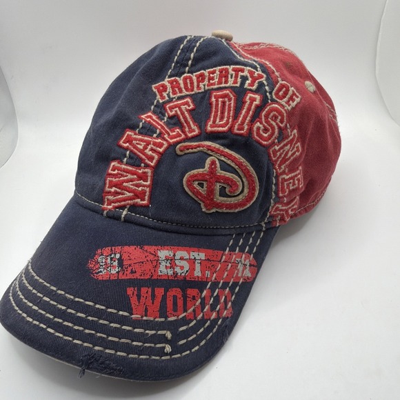 Disney Other - Disney Parks Embroidered Spell Out Distressed Look Adjustable Baseball Hat Cap